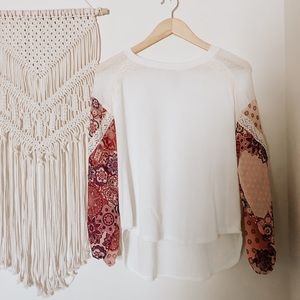 Blue Rain • Boho Printed Sleeve Sweater